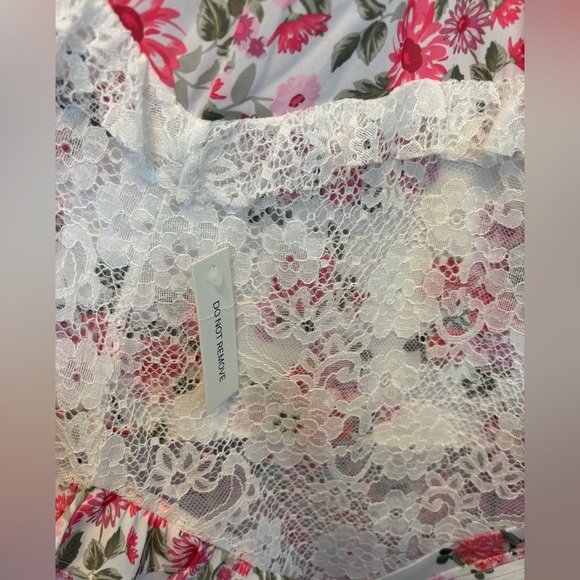 NWT For Love and Lemons Rosalyn Maxi Dress Pink White Tiered Tie Back Size XL - Picture 10 of 11